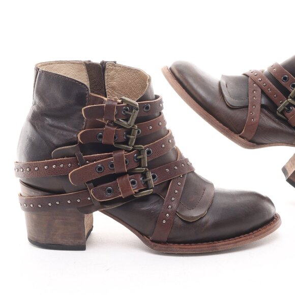 Freebird by Steven Shoes - Rare Freebird by Steven CALEB Studded Straps Ankle Boots Bootie • Women's 9